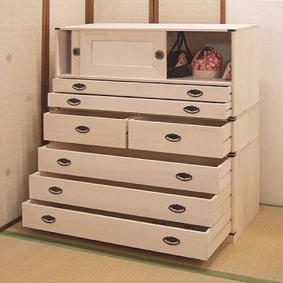 桐たんす3段「咲」+上置き(小引き)+引戸の3点セット