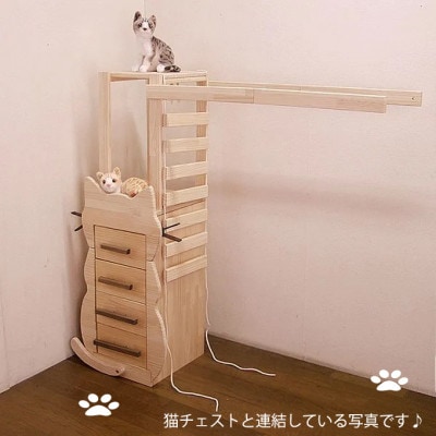 新品・国産品:ハンドメイド パイン材キャットタワー(オプションB)　