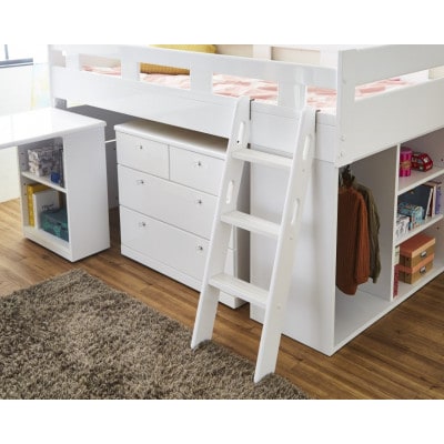 大川家具　システムベッド　クララ<ツマミ>(ベッド、袖付デスク、チェスト、シェルフ)