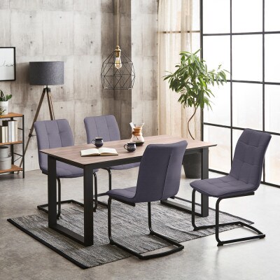 高耐久のダイニングテーブル　テーメラ　テーブル単品　横幅150cmの4人掛けタイプ　グレージュ