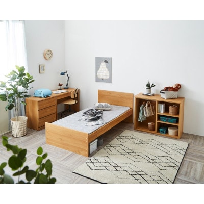 大川家具　システムベッド　マッシュ　ナチュラル(ベッド、デスク、チェスト、シェルフ)
