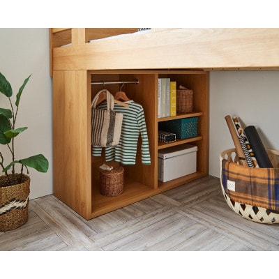 大川家具　システムベッド　マッシュ　ナチュラル(ベッド、デスク、チェスト、シェルフ)