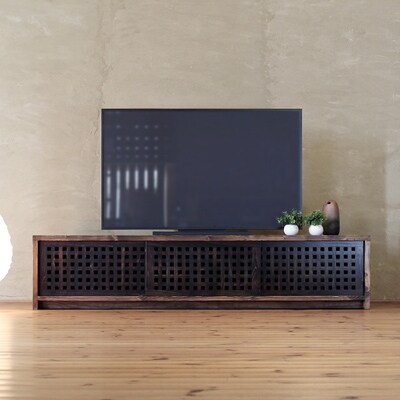 テレビボード　古都　3枚引戸　Hタイプ　焦茶色　174x45x39　大川市　WAプラス