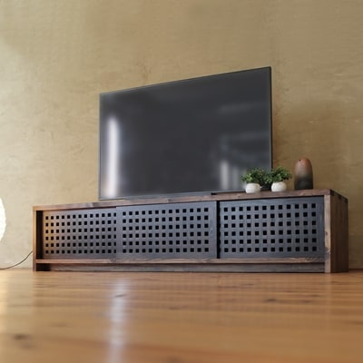 テレビボード　古都　3枚引戸　Hタイプ　焦茶色　174x45x39　大川市　WAプラス