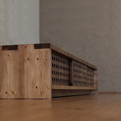 テレビボード　古都　3枚引戸　Lタイプ　琥珀色　174x45x29　大川市　WAプラス