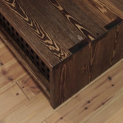 テレビボード　古都　4枚引戸　Lタイプ　焦茶色　233x45x29　大川市　WAプラス