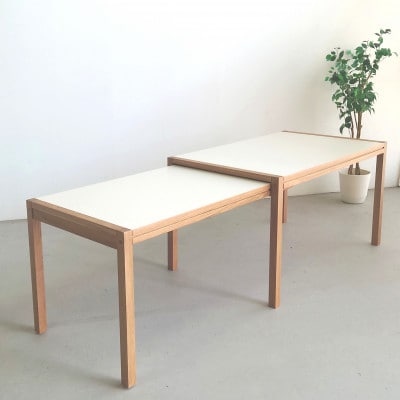 簡単伸長エクステンションテーブル Schroll130 130×80×73オフホワイト WAプラス