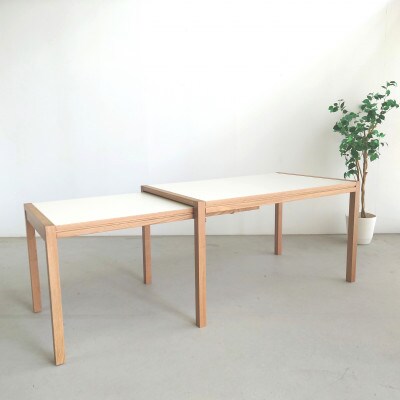 簡単伸長エクステンションテーブル Schroll130 130×80×73オフホワイト WAプラス