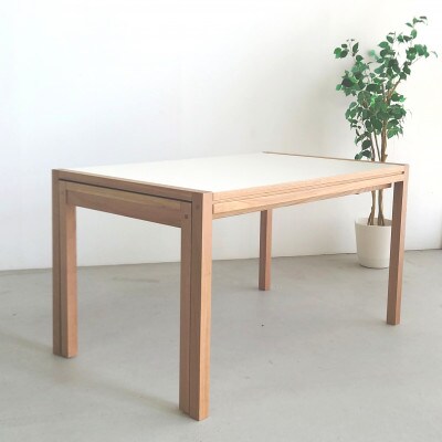 簡単伸長エクステンションテーブル Schroll130 130×80×73オフホワイト WAプラス