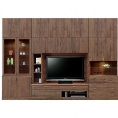 高級テレビボード無垢ヴィーダ 大型壁面収納セット (テレビ台,完成品)幅336cm ウォールナット