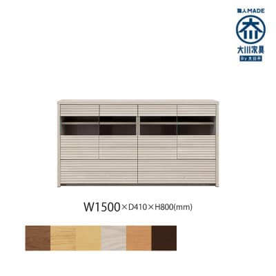 無垢リビング家具コリーナ(サイドボード・リビングボード)150cm WOWH(オークホワイト)