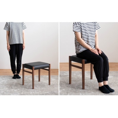 STジャンブル01 スツール ウォールナット オールマイティブラック 1脚