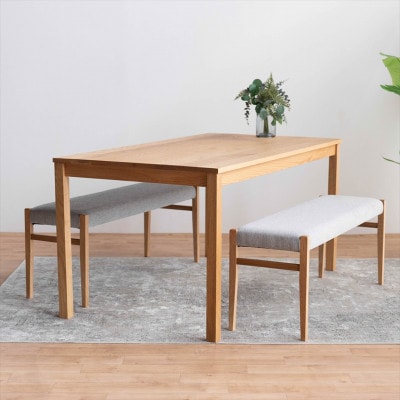 DT01 BC01 3点 ダイニングセット オーク アネルカグレー テーブル ベンチ