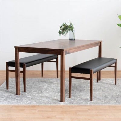 DT01 BC01 3点 ダイニングセット ウォールナット オールマイティブラック テーブル ベンチ