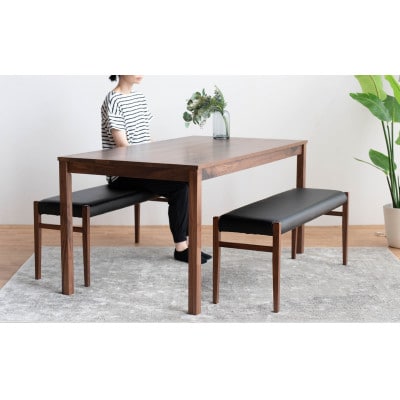 DT01 BC01 3点 ダイニングセット ウォールナット オールマイティブラック テーブル ベンチ