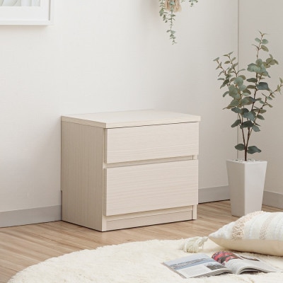 洗面所などの限られた空間に便利 奥行30cm 薄型チェスト　45cm幅2段(ホワイト木目)
