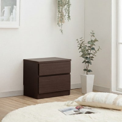 暮らしになじむ奥行30cmの薄型45cm幅2段チェストブラウン座れる収納ベンチとしても使える完成品