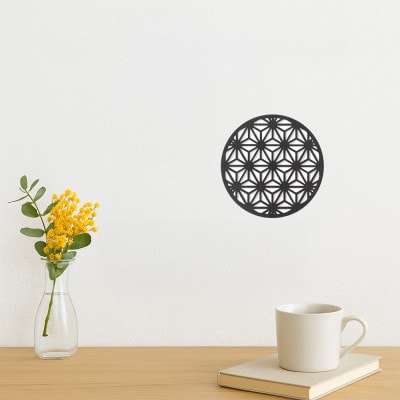 壁掛け和モダンウォールデコ 木製ウォールアートパネル ちょこ和(麻の葉ウォールナット)