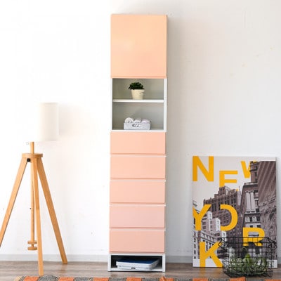 サニタリー収納　幅40cm　ランドリー収納　ピンク