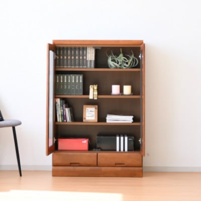 本棚　書棚　ミドルボード　幅80cm　 ロータイプ　シンプルデザイン　ダークブラウン