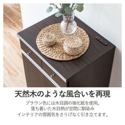 幅55cmダストカウンター(コンセント付き)　ブラウン