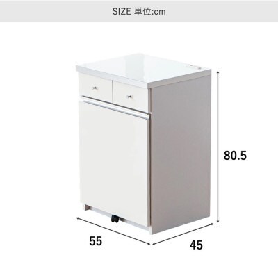 幅55cmダストカウンター(コンセント付き)　ホワイト