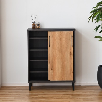 シューズボックス 幅83cm(可動棚)ロータイプ ナチュラル