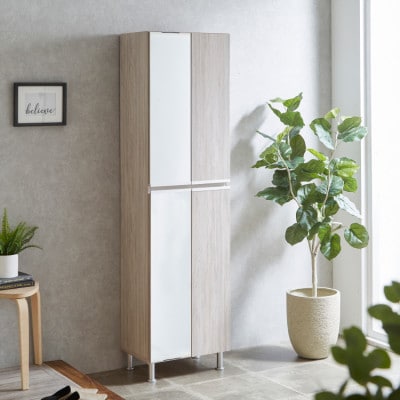 シューズボックス 幅50cm 高さ185cm 奥行35cm グレー 【リアル 50 HI-MR】