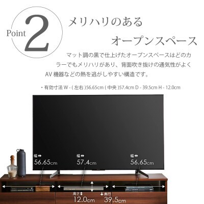 テレビボード 幅180cm 高さ42cm 奥行42cm 黒 木目 【リノア 180】