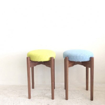 bolo stool 01【ライトブルー/ウォールナット/高さ44cm】