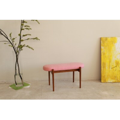 bolo stool Round S ベンチ 【ピンク×チェック/ウォールナット/幅78cm】