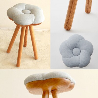 monaca stool・wood base:ume【梅/グレー色/栴檀/高さ45cm】