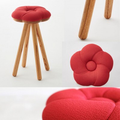 monaca stool・wood base:ume【梅/レッド色/栴檀/高さ45cm】