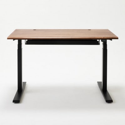 【電動昇降デスク】ワアクスタンディングデスク　ウォールナット　無垢 120×70cm　※配線トレー有