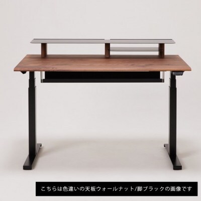 【電動昇降デスク】幅120cm ワアクスタンディングプロ オーク 配線トレー・シェルフ付