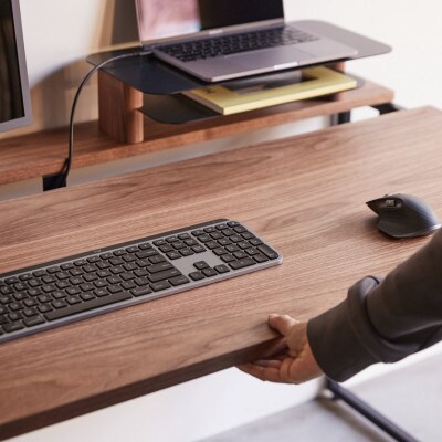 【パソコンデスク】ワアクステーション2　ウォールナット　120×70 ミニシェルフ付き