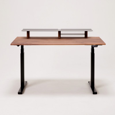 【電動昇降デスク】幅140cm ワアクスタンディングプロ ウォールナット シェルフ付