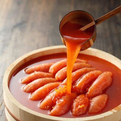 北海道産近海子使用・昆布漬け辛子明太子一本物　240g