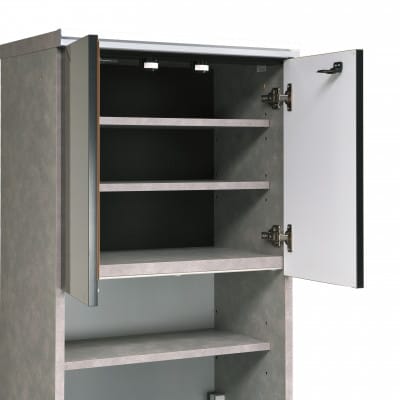 オッド 幅60cm 石目調 スリム食器棚レンジボード 上置きオーダー ムラミグレー・ブラック