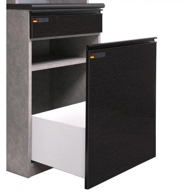 オッド 幅60cm 石目調 スリム食器棚レンジボード 上置きオーダー ムラミグレー・ブラック