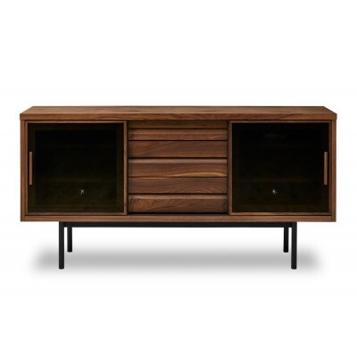 サイドボード　ヨウロウ　ウォールナット/スチール丸脚Hiタイプ