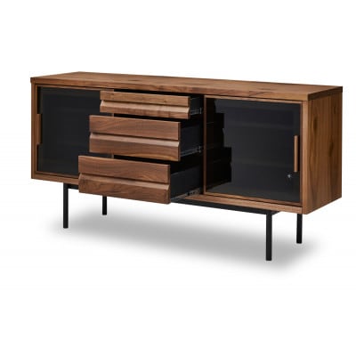 サイドボード　ヨウロウ　ウォールナット/スチール丸脚Hiタイプ