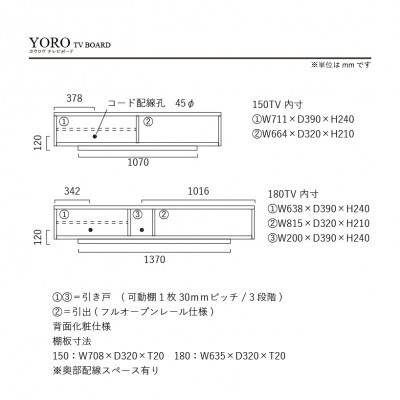 テレビボード　ヨウロウ　ウォールナット/180サイズ/スチール丸脚Loタイプ
