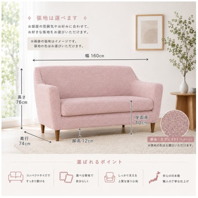 【開梱設置】2名掛け　Lutris(ルトリス)ソファ160cm　選べるカラーと脚部素材(大川市)