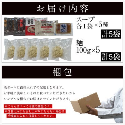 【毎月定期便】福岡県産ラー麦麺×5種類のスープ食べ比べセット5人前(大川市)全12回