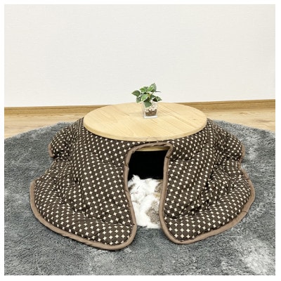 ネコこたつ2点セット (掛け布団/こたつ)ナチュラル色