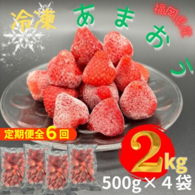 【2ヵ月毎定期便】かわいい化粧箱入り!福岡県産冷凍あまおう(合計2kg[500g×4袋])全6回