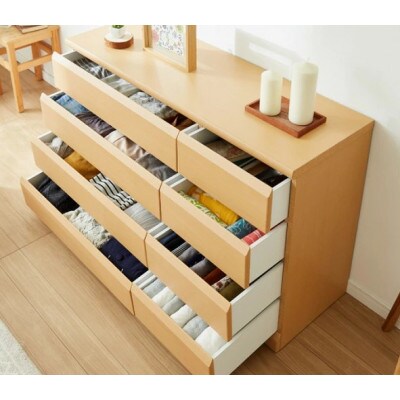 落ち着きのある木目調　120ローチェスト【シュート】BR色　MADE IN  大川