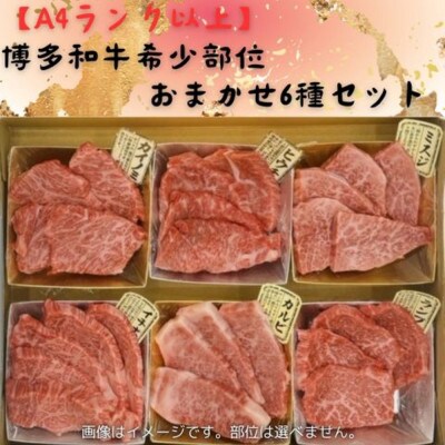 博多和牛A4ランク以上 希少部位おまかせ6種セット(70g×6種)(大川市)
