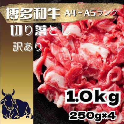 【訳あり】【A4～A5ランク】博多和牛 切り落とし1kg(250g×4個)(大川市)